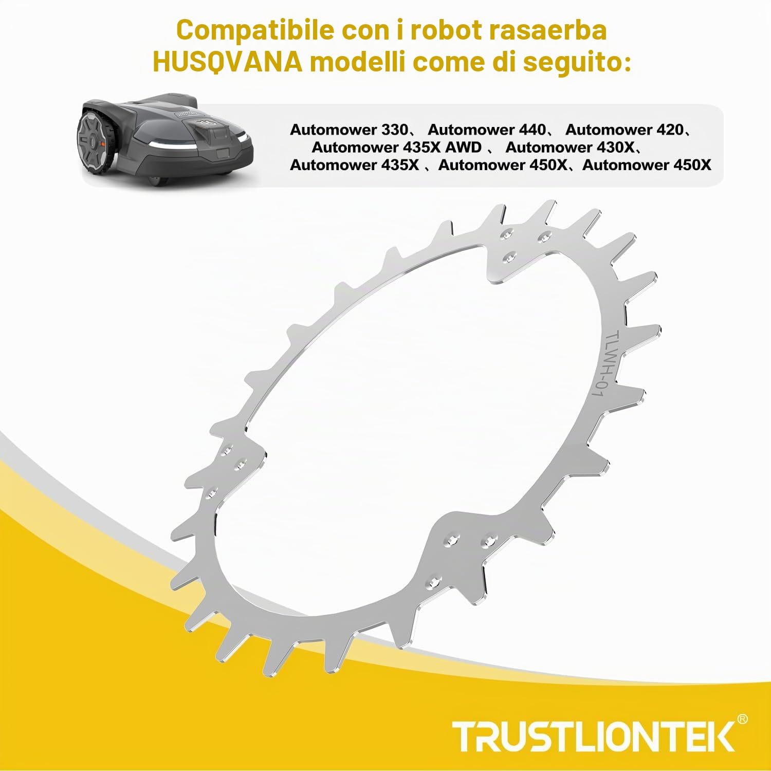 Miglioramento della trazione per robot tosaerba, compatibile con robot tosaerba Husqvarna, dimensioni ruota 252 mm.