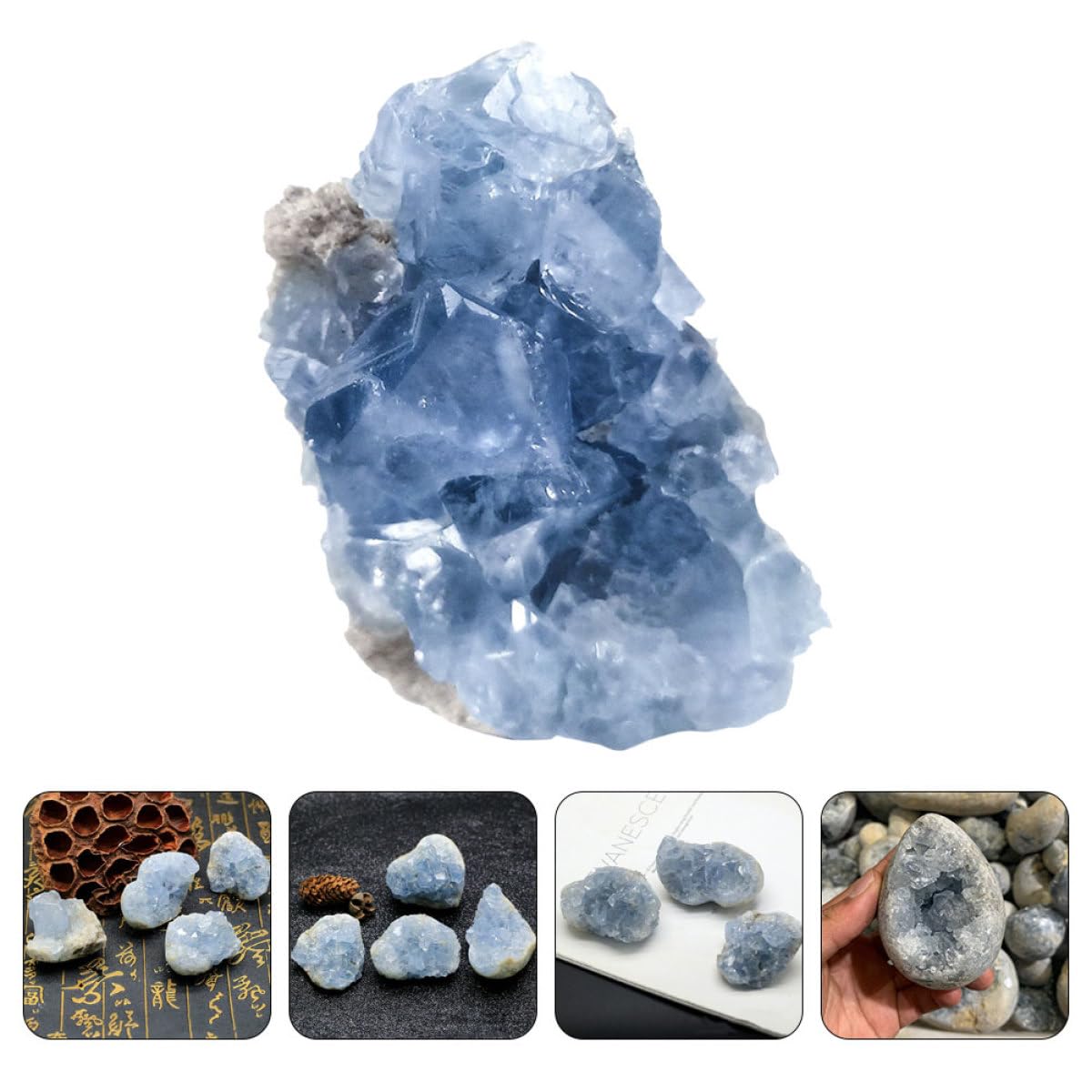 ULTECHNOVO Cristal de Celestita Natural para Joyería y Decoración, Pieza Mineral Aleatoria para Coleccionistas y Proyectos DIY en Investigaciones Geológicas