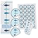Logbuch-Verlag SET 25 + 24 Fische Aufkleber blau türkis weiß maritim Symbol Sticker Taufe Kommunion Hochzeit Verpackung Karten basteln selber machen