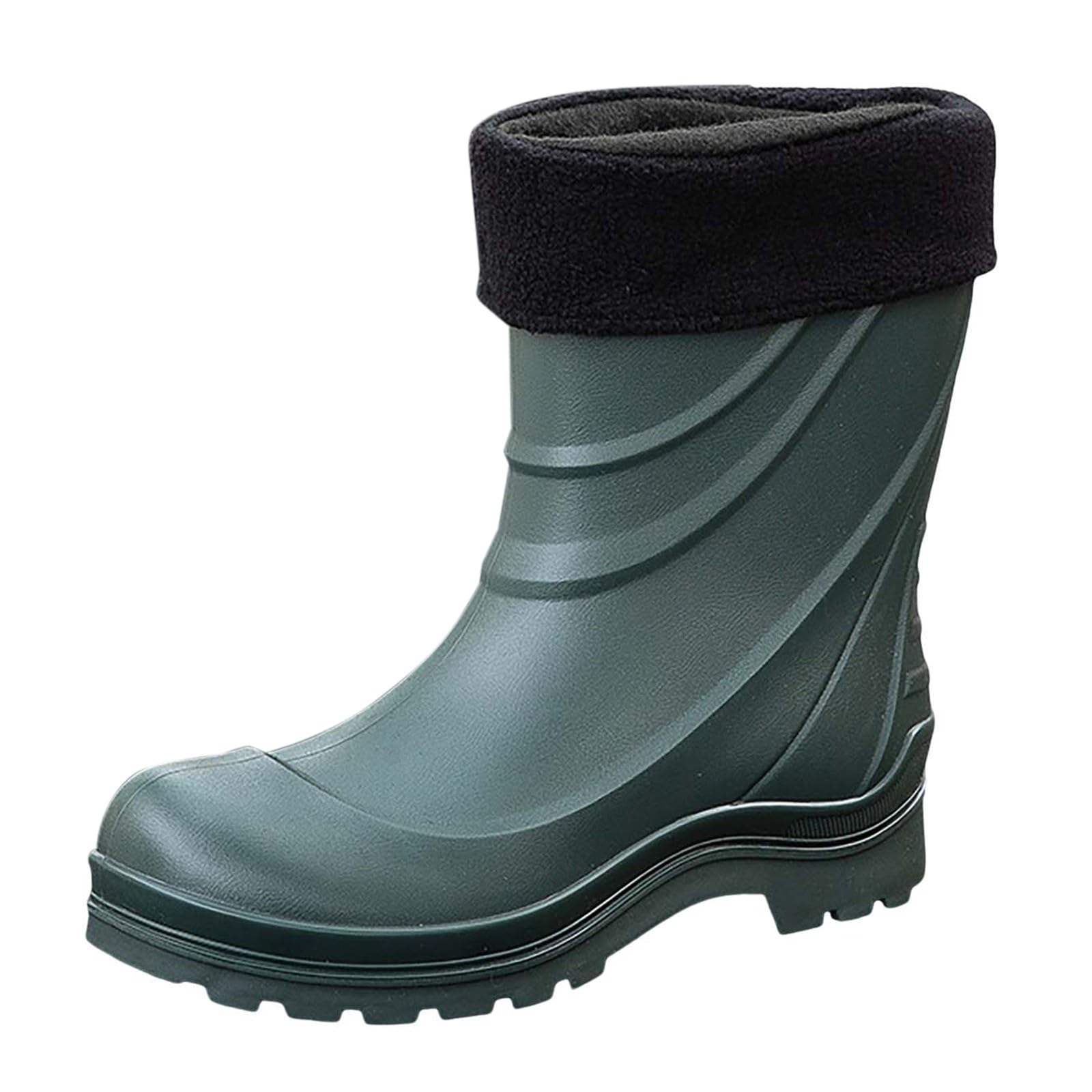 Stivali Chelsea da uomo con suola grossa, a metà polpaccio, foderati caldi, stivali di gomma impermeabili alla moda, stivali di gomma in neoprene, impugnatura robusta, stivali da lavoro antiscivolo