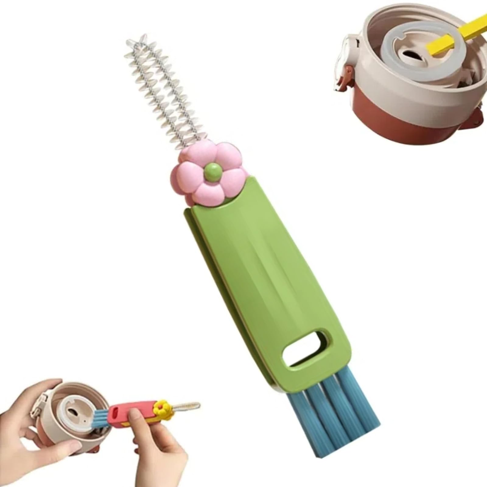3 in 1 Cup Lid Cleaning Brush Rotatable Multipurpose Cleaner Brush for Coffee Cups Lid Gap Portable Crevice