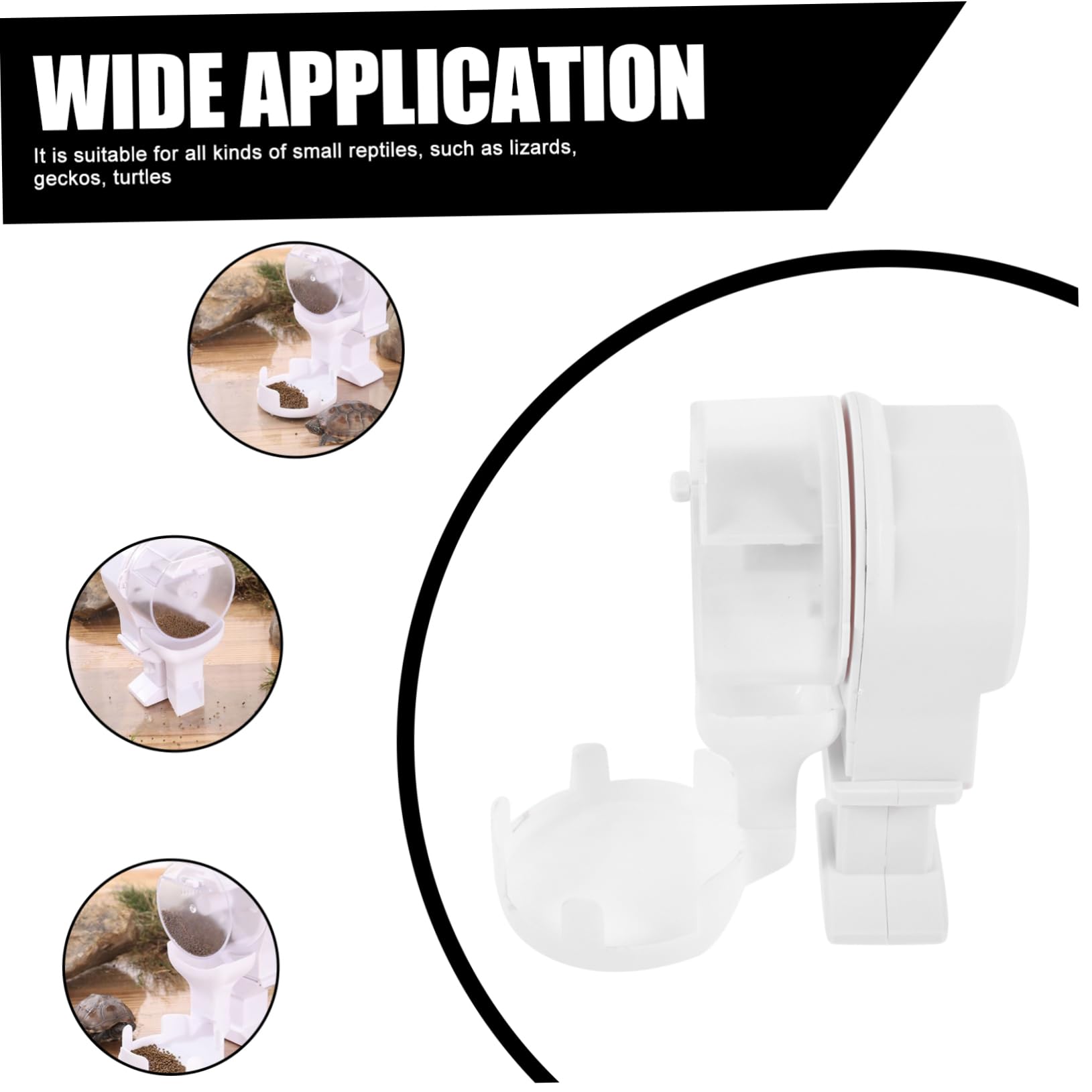 BESPORTBLE Mangiatoia Automatica capacità 100ml per Rettili e Tartarughe Corpo Trasparente in Plastica Vassoio Alimentare Bianco per Terrari