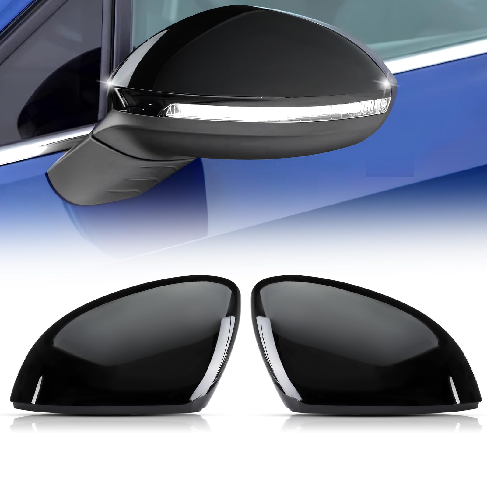 GEARMONSTER Tappi per specchietto retrovisore auto, cover per specchietto retrovisore, ricambio per specchietto laterale, copertura specchietto laterale compatibile con VW Golf 8 MK8 2019-2021, nero