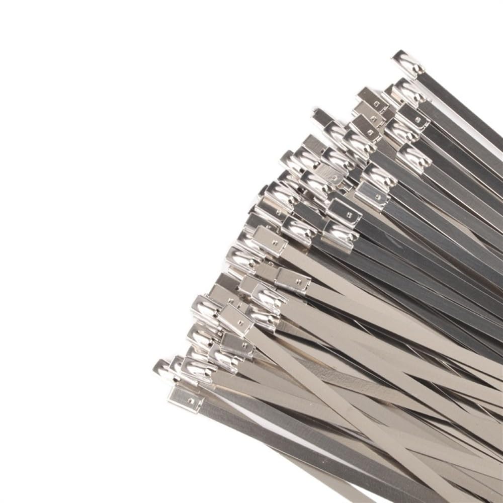 Bridas 10 20 50 100 200 Uds 10mm 0,39 Pulgadas 304 Cable de Acero Inoxidable Twist Tie Lock Metal Zip Wrap Recubierto Metal Detectable Cable Tie Abrazaderas Plastico(200PCS,10x350mm)