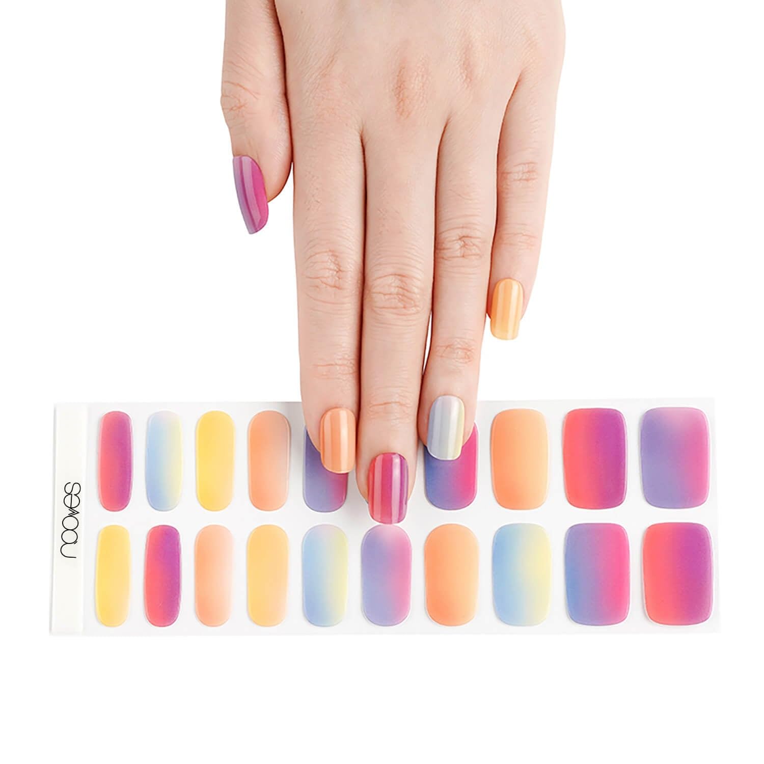 NOOVES NAILS Premium Pre-Coated Gel Nail Sheets - Rainbow - LUXE - Multicoloured - Solid Color, Variety Pack - Image 3