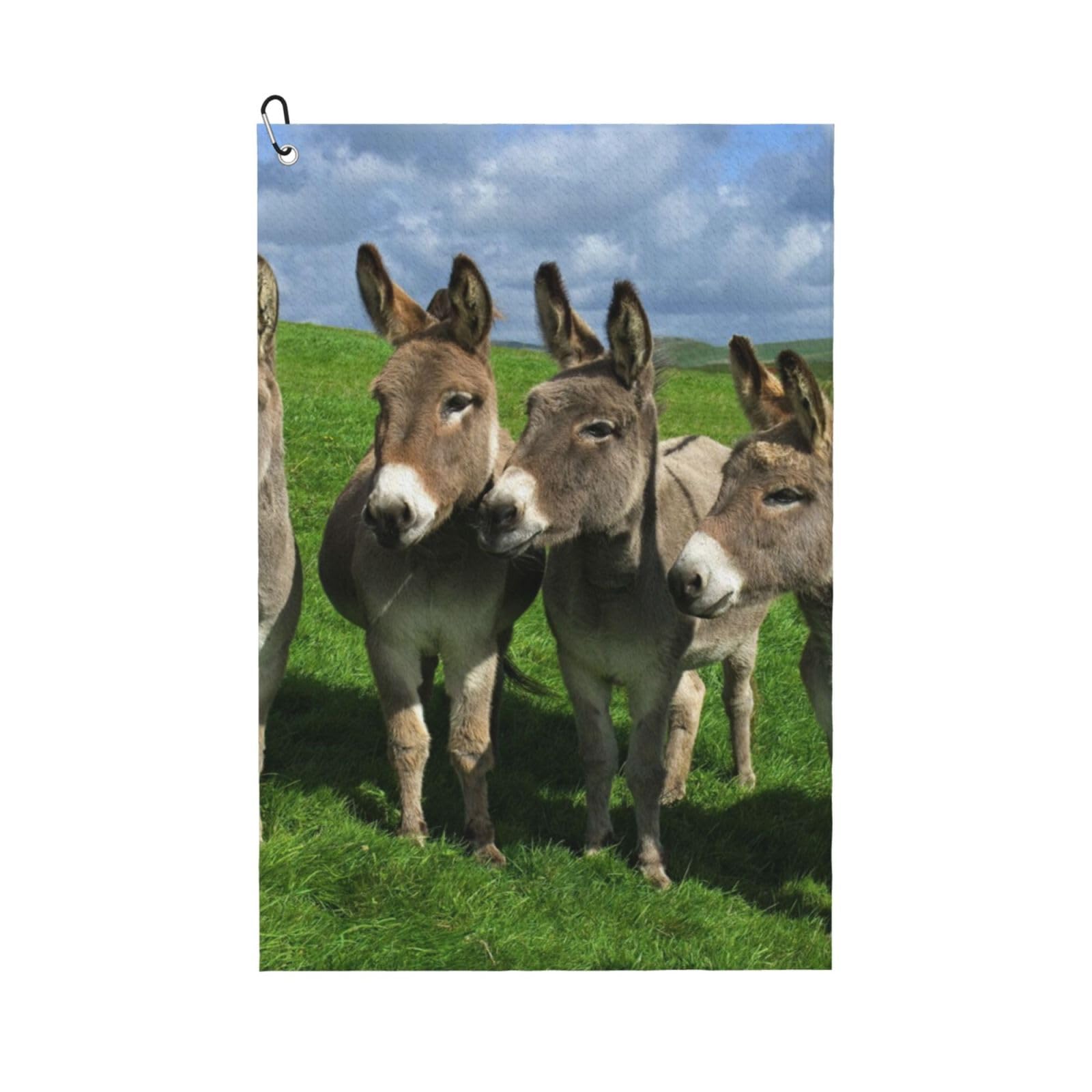 Hnnkloy Small Donkey Meadows, 16x24 in Portable Waffle Golf Towels with Carabiner Clip for Golf Bag