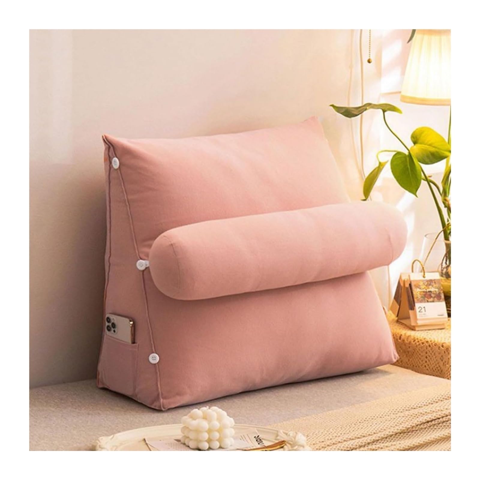 YKMYXZ support pillow， Velvet | Great For BackRest Lumbar Support | And Durable Beanbag Ergonomic For(Qiandai Powder,45 x 50 x 22 CM)