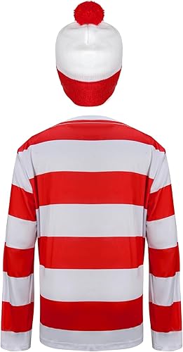 Miniatura 4 de Camisa de manga larga a rayas rojas y blancas para niños y niñas, disfraz de Halloween, cosplay, sudadera