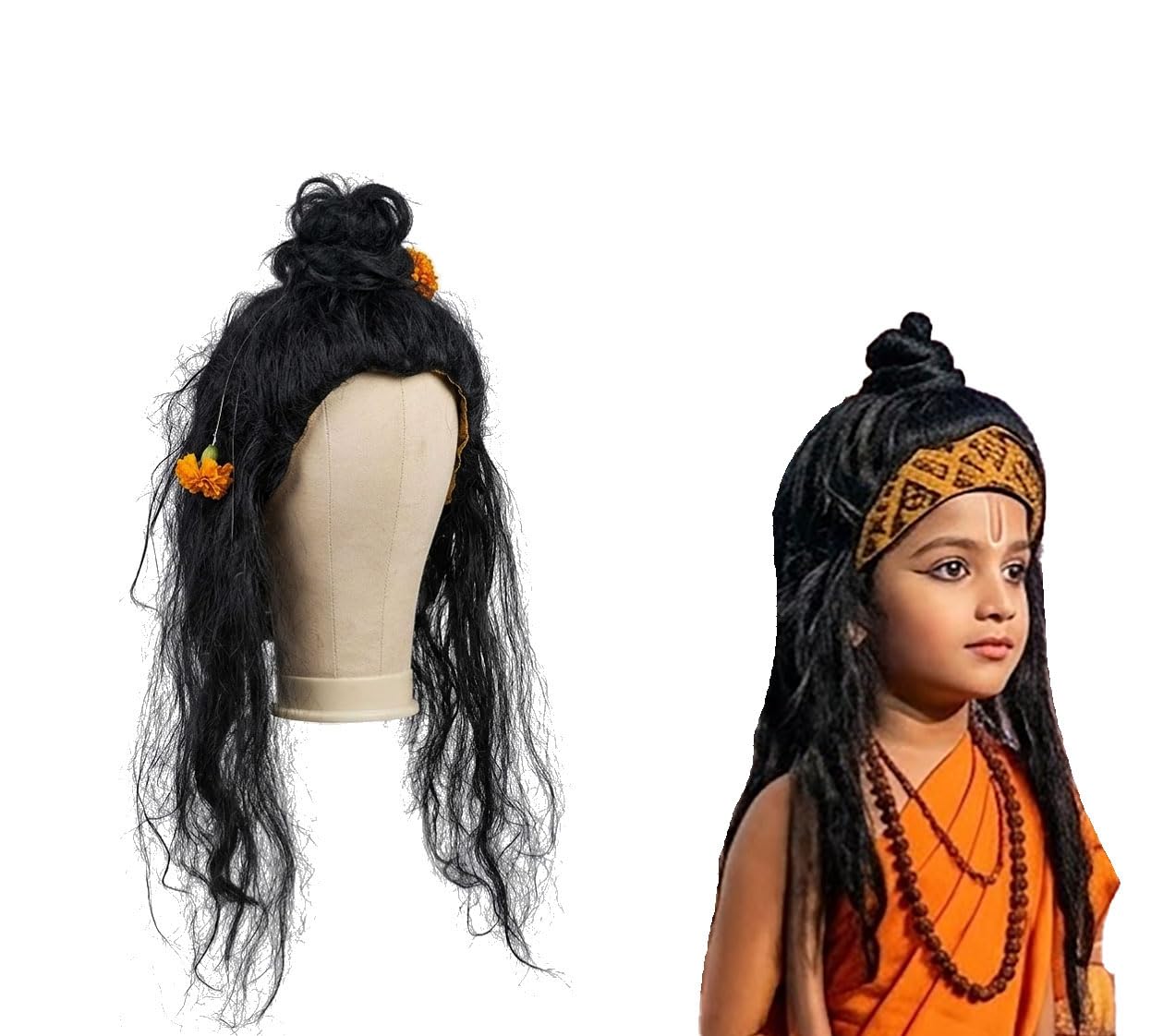 BITONA® Vanwasi Ram Hair Wig Ramleela Stage show for kids free size wig age group 5-10 years best for ramleela and Stage drama show (1 Wig)-image-33