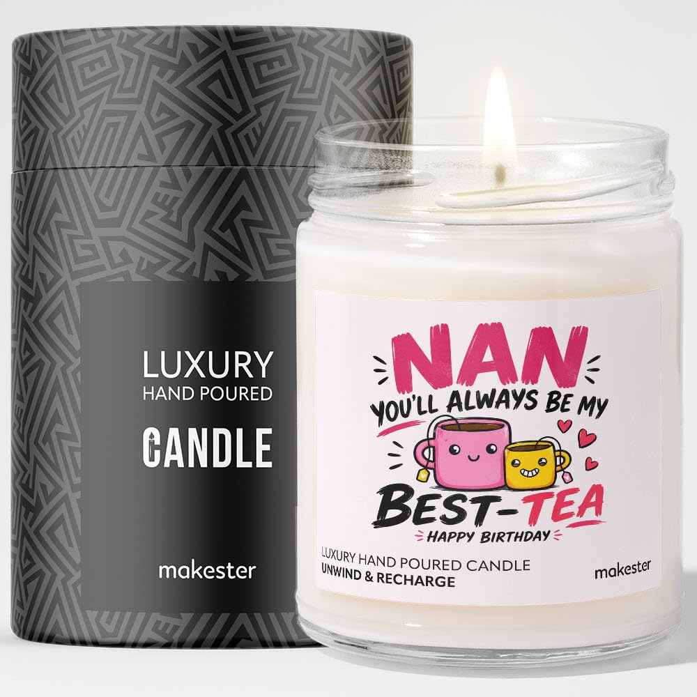 Birthday Gift for Nan - Luxury Soy Wax Candle - Vanilla, Jasmine, Sugared Almond - Makester — image 1