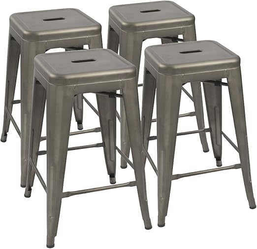 Devoko Metal Bar Stools 24" Indoor Outdoor Stackable