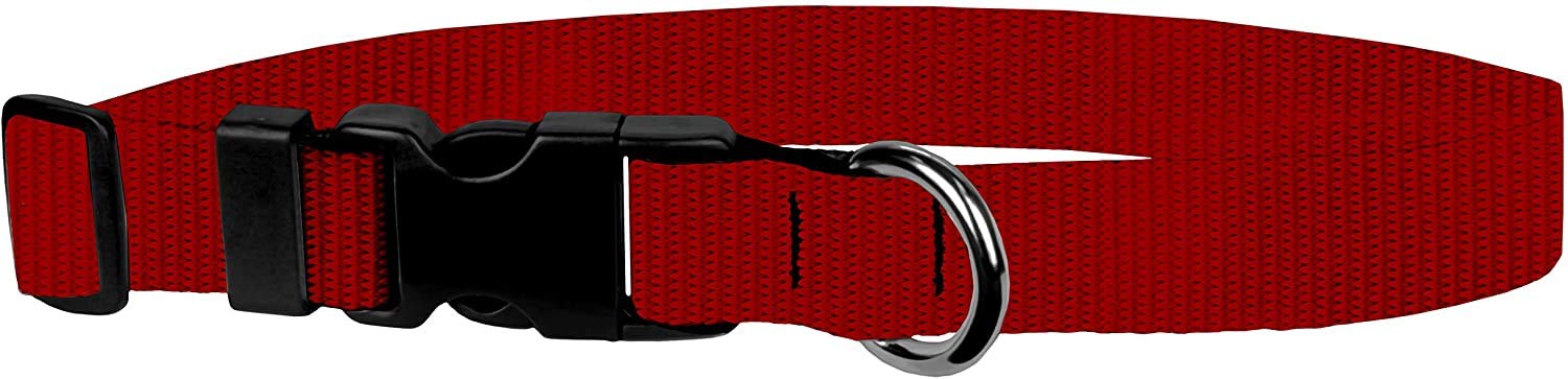 Dog Collar - Colored Adjustable Pet Collars, 3/4 Inch Wide, Medium, Dark Red