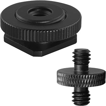 1 Set Hot Cold Shoe Bracket Holder Extension Flash Head Phone Holder 5/8 Male to 1/4 Female Single Tier 1/4 Male Adapter Screw Aluminium Alloy SLR Camera Universal for Lights Travel Tripods