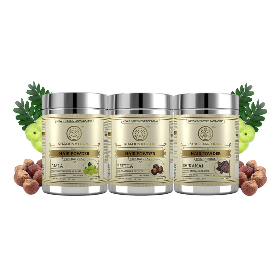 Khadi natural Hair Care Combo – Amla Powder, Reetha Powder, Shikakai Powder