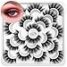 DYSILK 10 Pairs 6D Mink Eyelashes Faux Dramatic Fluffy Long False Eyelashes Natural Extension Wispy Fake Eyelashes Handmade Soft Thick Eyelashes Makeup Reusable Black