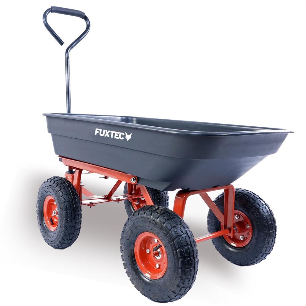 Chariot à Benne basculante FUXTEC FX-KW2175 Charge utile Max. 300 kg, Charge basculée Max. 150 kg, Chariot de Transport, de Jardin 4 Grandes Roues pneumatiques.