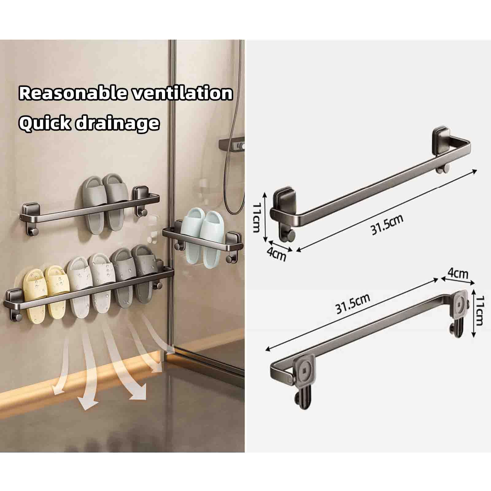 Scarpiera sottile in metallo, compatta, 30 cm, portatile, in alluminio, con ventose, ideale per uso domestico (grigio)