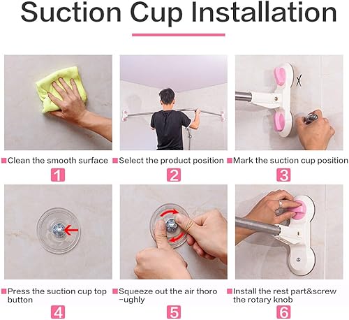 Miniatura 5 de BAOYOUNI Barra de cortina de ducha curvada con ventosas en forma de L para cortina de baño, barra de riel de metal expandible de 40.15 pulgadas x