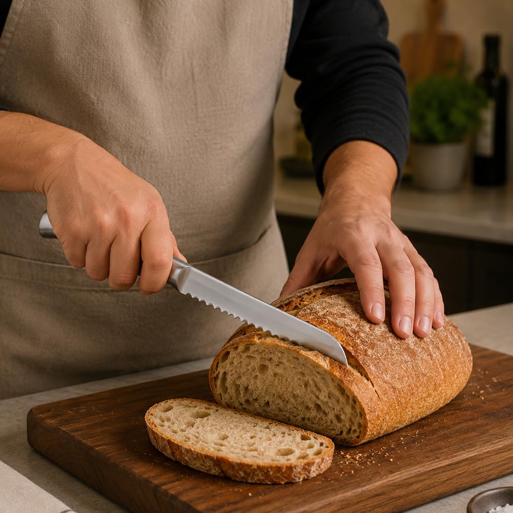 BAKAJI Set Coltelli da Cucina con Ceppo Professionale, Set 15 Pezzi Chef in Acciaio con Impugnatura Ergonomica e Lama Durevole, Porta Coltelli per Cucinare con Custodia Autoportante 35 x 15 x 15 cm
