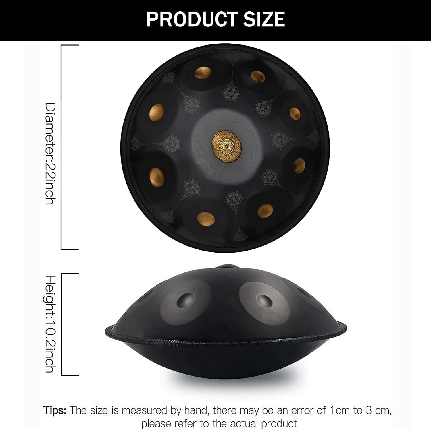 ハンドパンドラム楽器 スティールドラム 9/10/12 ノートスチールハンド