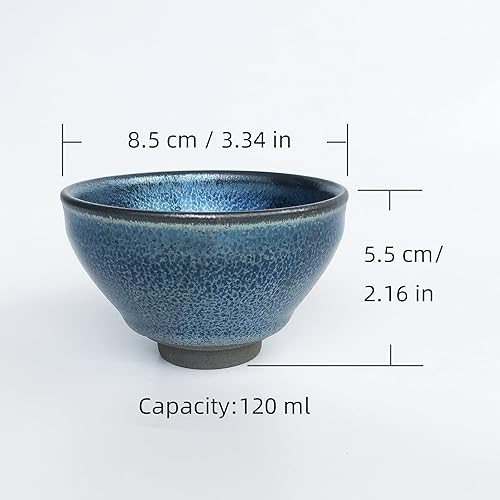 Miniatura 10 de 4.4 oz4.4fl oz Jianzhan Gaiwan - Tetera de porcelana china Kung Fu Tenmoku Gai Wan patrón de agujas azules