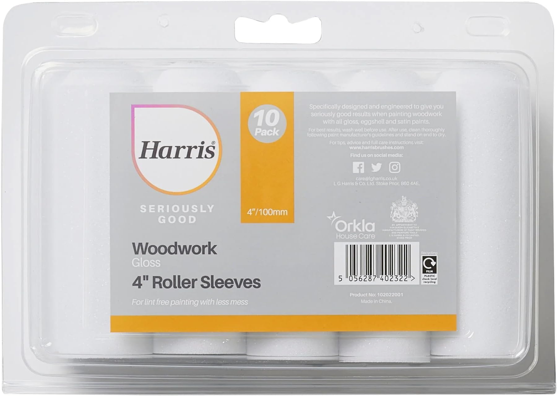 Seriously Good Woodwork Gloss Mini Roller Sleeves, 10 Sleeve Pack, 4"