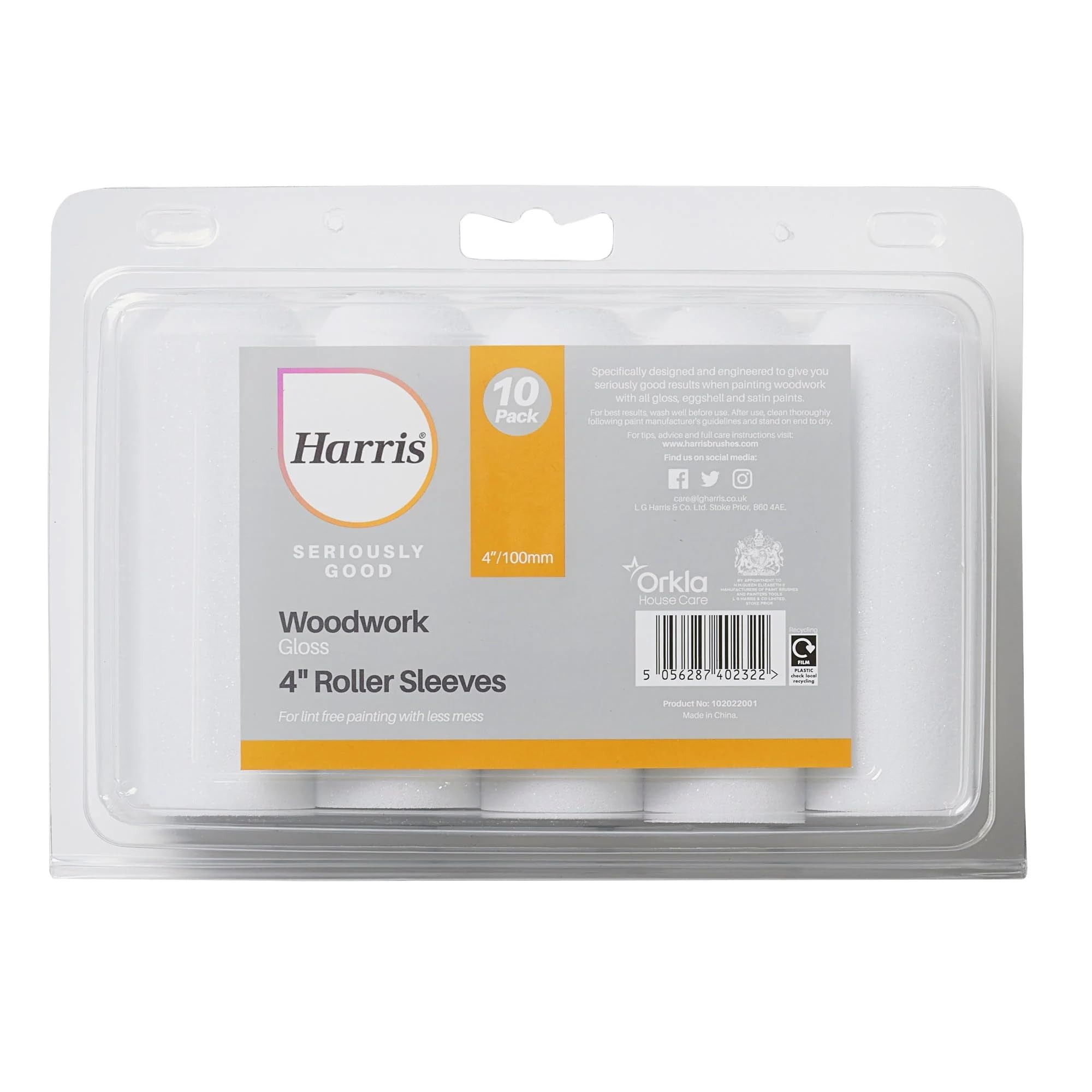 Seriously Good Woodwork Gloss Mini Roller Sleeves, 10 Sleeve Pack, 4"