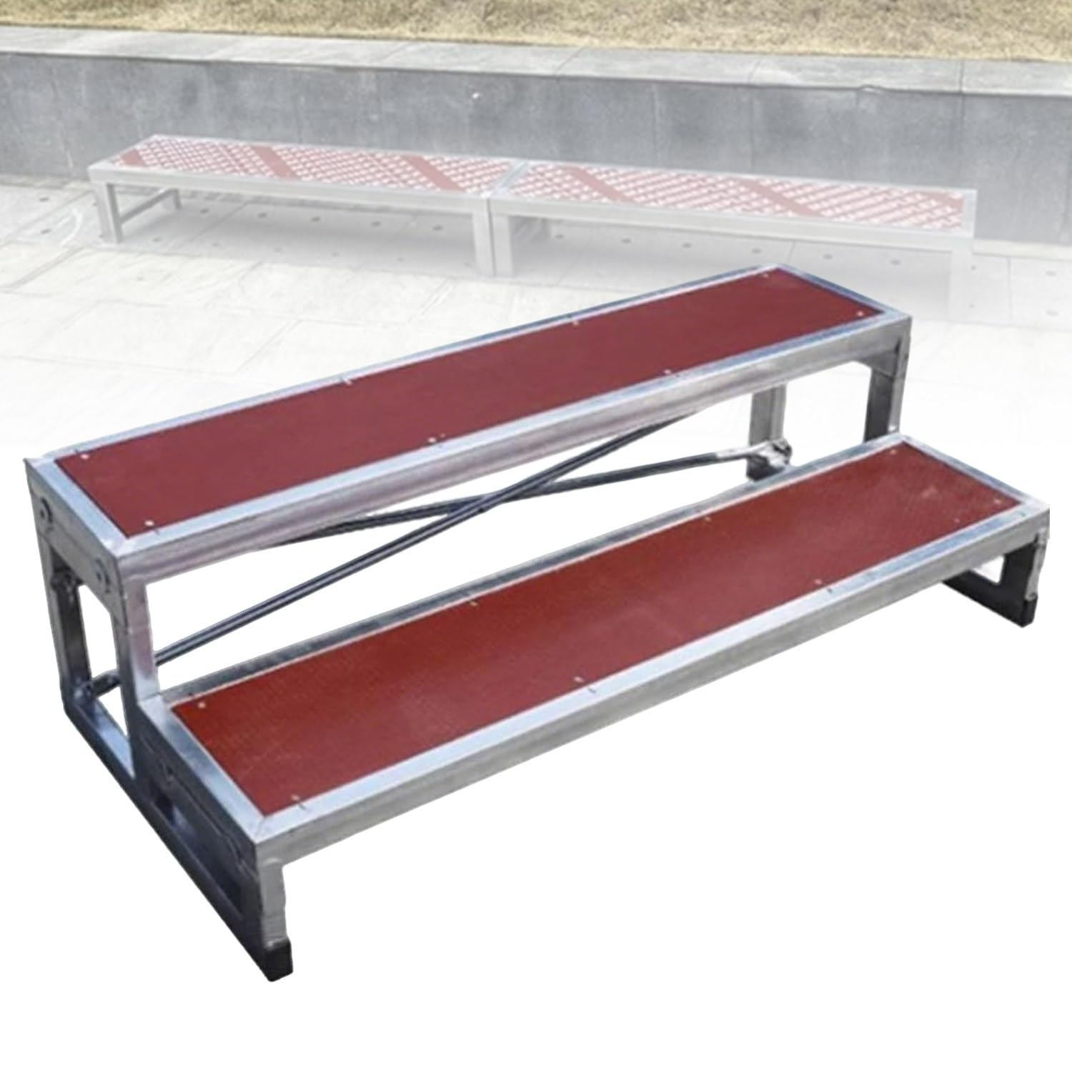 GLBMXDD Portable Tiered Steps, Choir Stairs Platform, Choir Singing Steps for Classroom Church, Group Photo Lectern Podium Staircase Stand, 1/2 Level Tiered Tread Steps Antislip-2Tiers