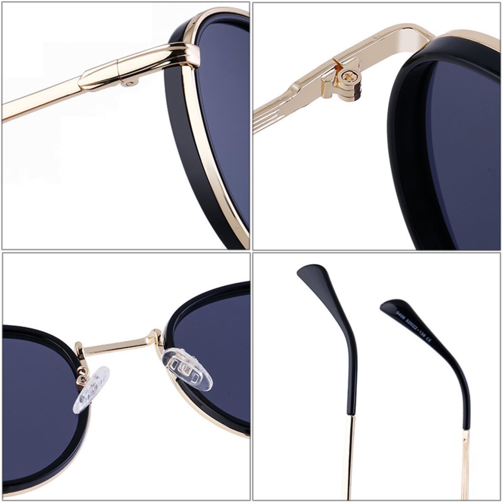 Gafas de sol ovaladas para mujer, gafas de sol estilo punk con montura metálica para hombre