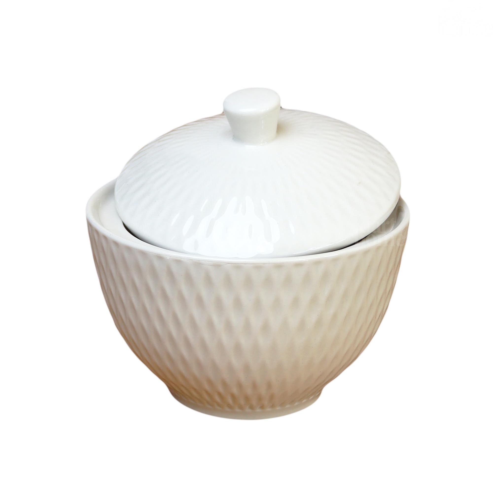 Darthome White Jewel Sugar Pot With Lid Ceramic Geometric Tableware Serving Storage Bowl