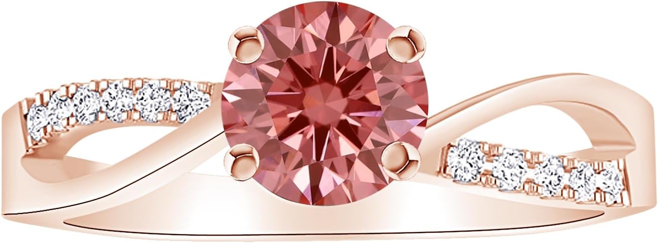 Houston Diamond District 2.08 Carat Elegant Twisting Split Shank Diamond Engagement Ring w/a 2 Carat Round Cut AAA Heirloom Quality Diamond