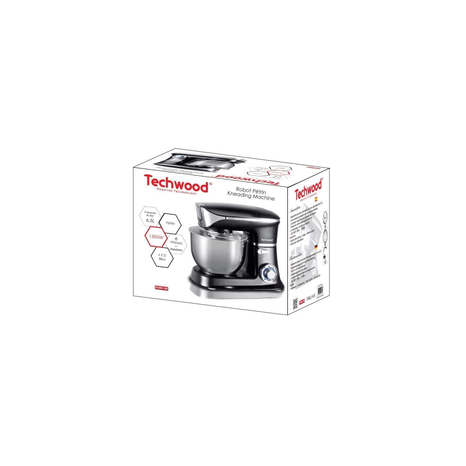 Techwood tcdr-136 - Robot amasado (6,5 L), color negro 1300 vatios