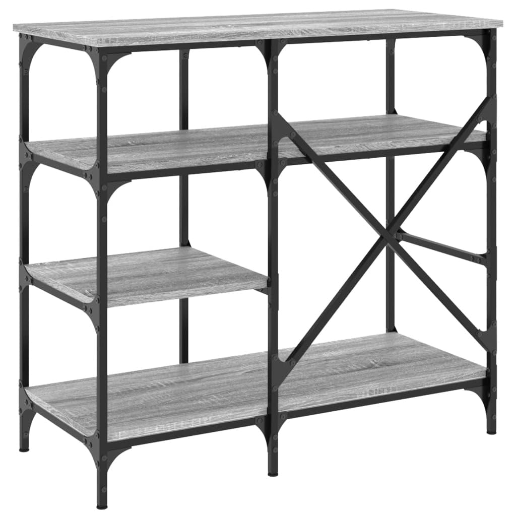 Modernes graues Sonoma-Bäckerregal, 90 x 40 x 84 cm, Holz- und Metallrahmen, für Zuhause, Garten, Nizer