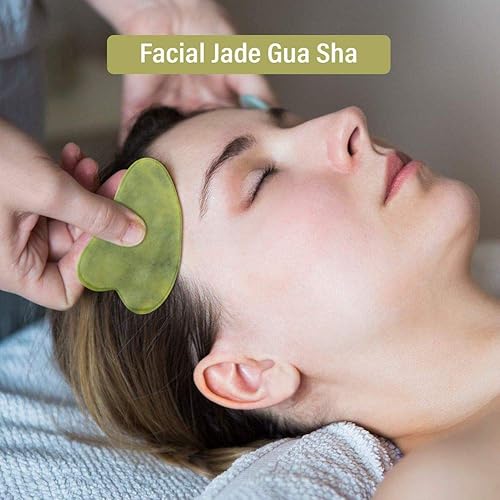 Miniatura 6 de Rodillo de jade para cara, Gua Sha, herramienta de drenaje linfático para cara, ojos, cuello, cuerpo, estiramiento de la piel, reduce las arrugas y