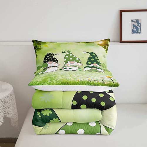Miniatura 5 de Juego de edredón de plumón de gnomos de primavera, para niños, adolescentes, adultos, hojas botánicas verdes, margaritas, flores, hierba, juego de