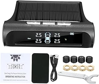 KKcare Sistema de monitoramento da pressão dos pneus TPMS sem fio universal com 4 sensores externos Exibição em tempo real da pressão e temperatura de 4 pneus