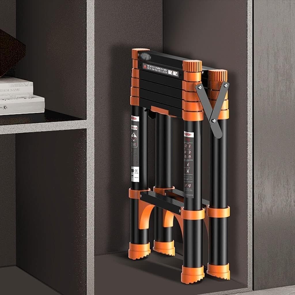 Telescoping Ladder,Aluminum Extension Ladders One-Button Retraction Ladder Telescopic Compact Ladder Stepladder