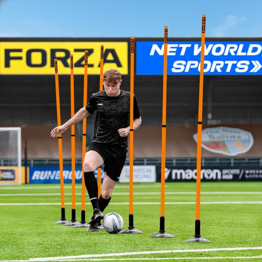 FORZA Teleskop-Slalomstangen | Verstellbare 8er-Pack Trainingsstangen für Sportübungen und Beweglichkeit
