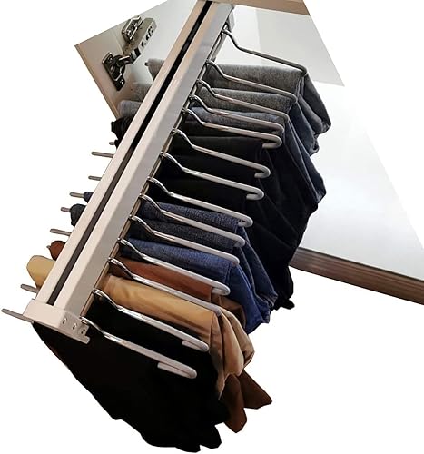 Slide Out Pants Rack Closet Hanger Bar Pull Trousers Tie Belts Scarf Racks Top Mounted Wardrobe Clothes for Closet Retractable,Adjustable