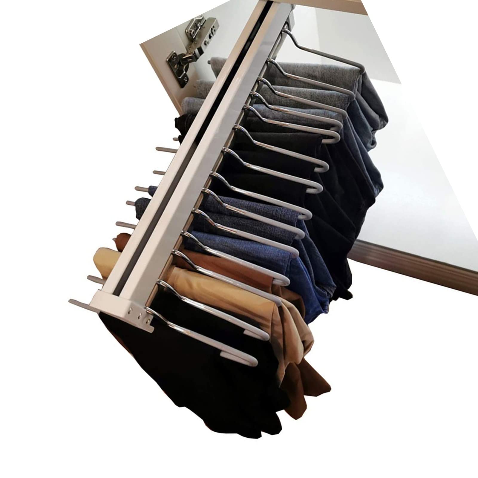 Porte-pantalons coulissant amovible et extensible style tiroir pour dressing