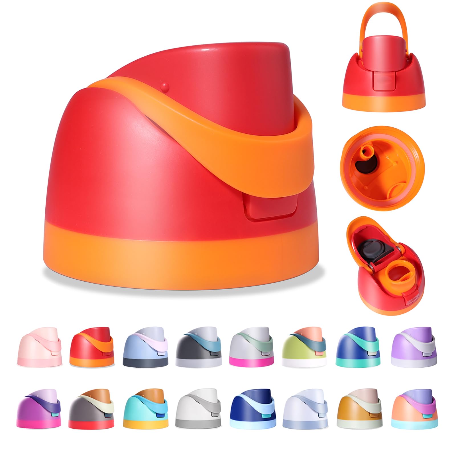 Renyqatt Replacement Lid for Owala Freesip, Compatible with Owala Cup 16oz 24oz 32oz 40oz, One Button Water Bottle Top Lid Replacement Accessory, Leakproof, BPA-Free (Orange Pink)