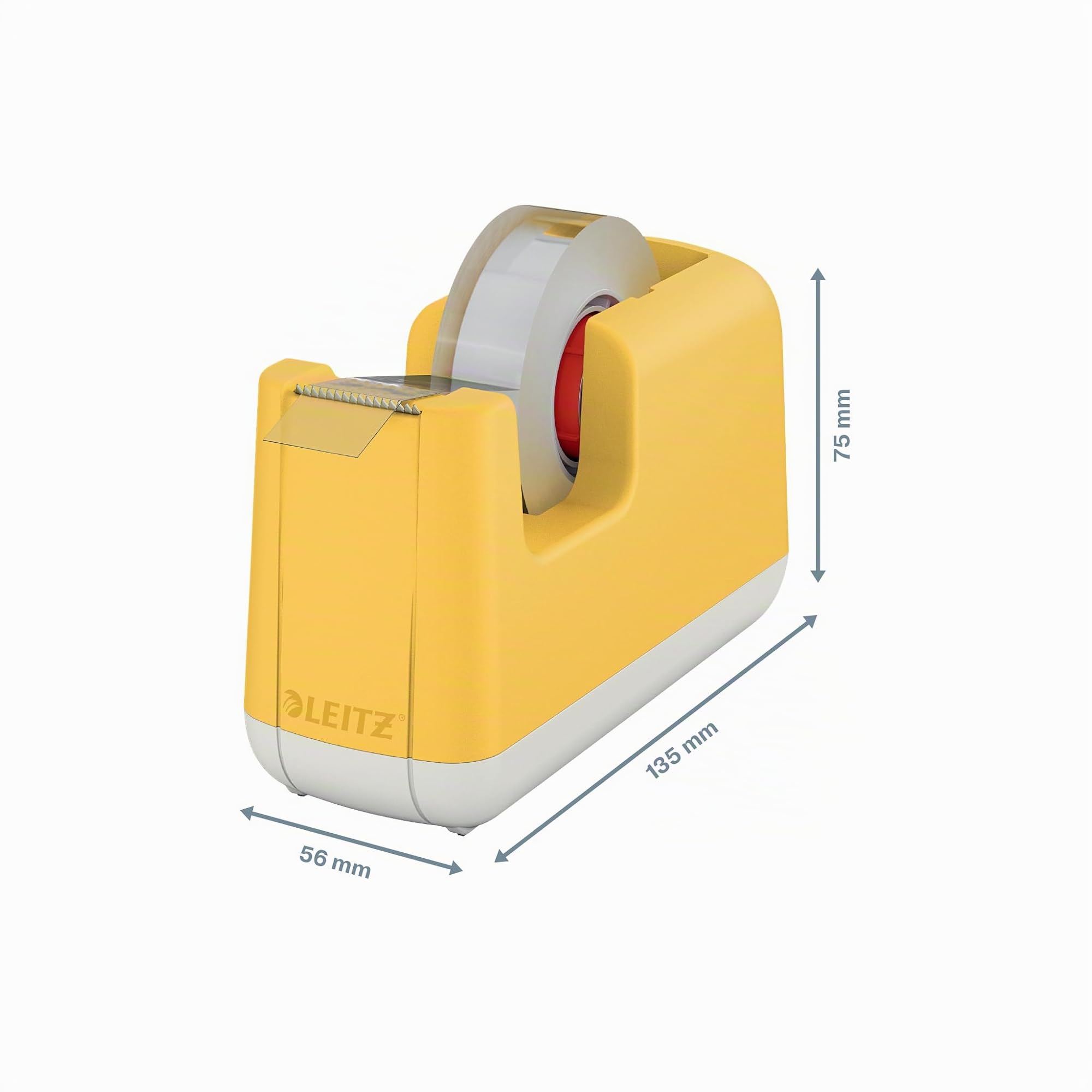 Leitz Klebeband-Tischabroller, Stabiler Stand, Klebebandabroller inkl. Klebeband, Warmes Gelb, Cosy-Serie, 53670019