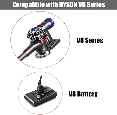 Miniatura 5 de BatPower Paquete de 2 baterías de repuesto de 21.6 V 6500 mAh 140 Wh para Dyson V8 Batería Animal V8 Fluffy V8 Absolute V8 Motorhead SV10 aspiradora