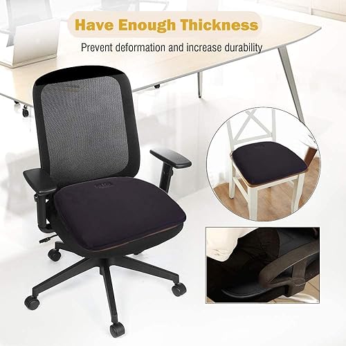 Miniatura 5 de Big Hippo Almohadillas para silla, cojín de espuma viscoelástica para asiento de silla, respaldo de goma antideslizante, acolchado grueso para silla