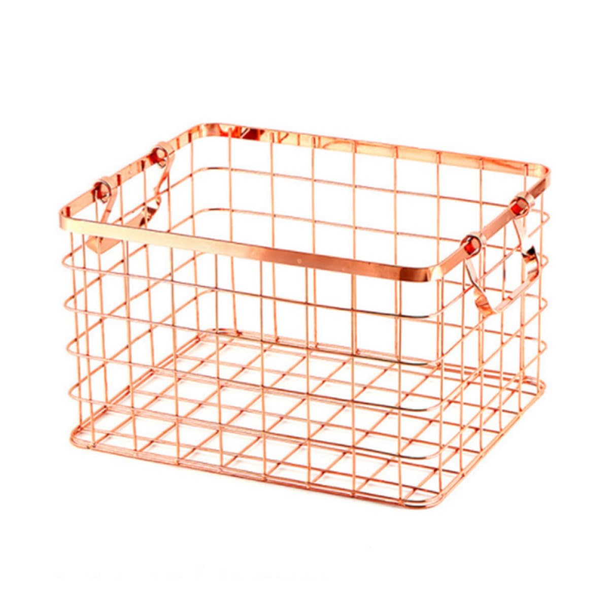 Cesta de Almacenamiento de Hierro Dorado Asa, Estilo Nórdico, Flexible y Multifuncional para Guardar Libros y Objetos Hogar
