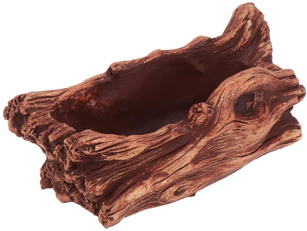 BERTY·PUYIDriftwood Stump Log Concrete Succulent Planter Pot Vintage Pot Flowerpot Potted Plant Pond Cactus Bonsai Pot for Blacony Garden Landscape-Image 2