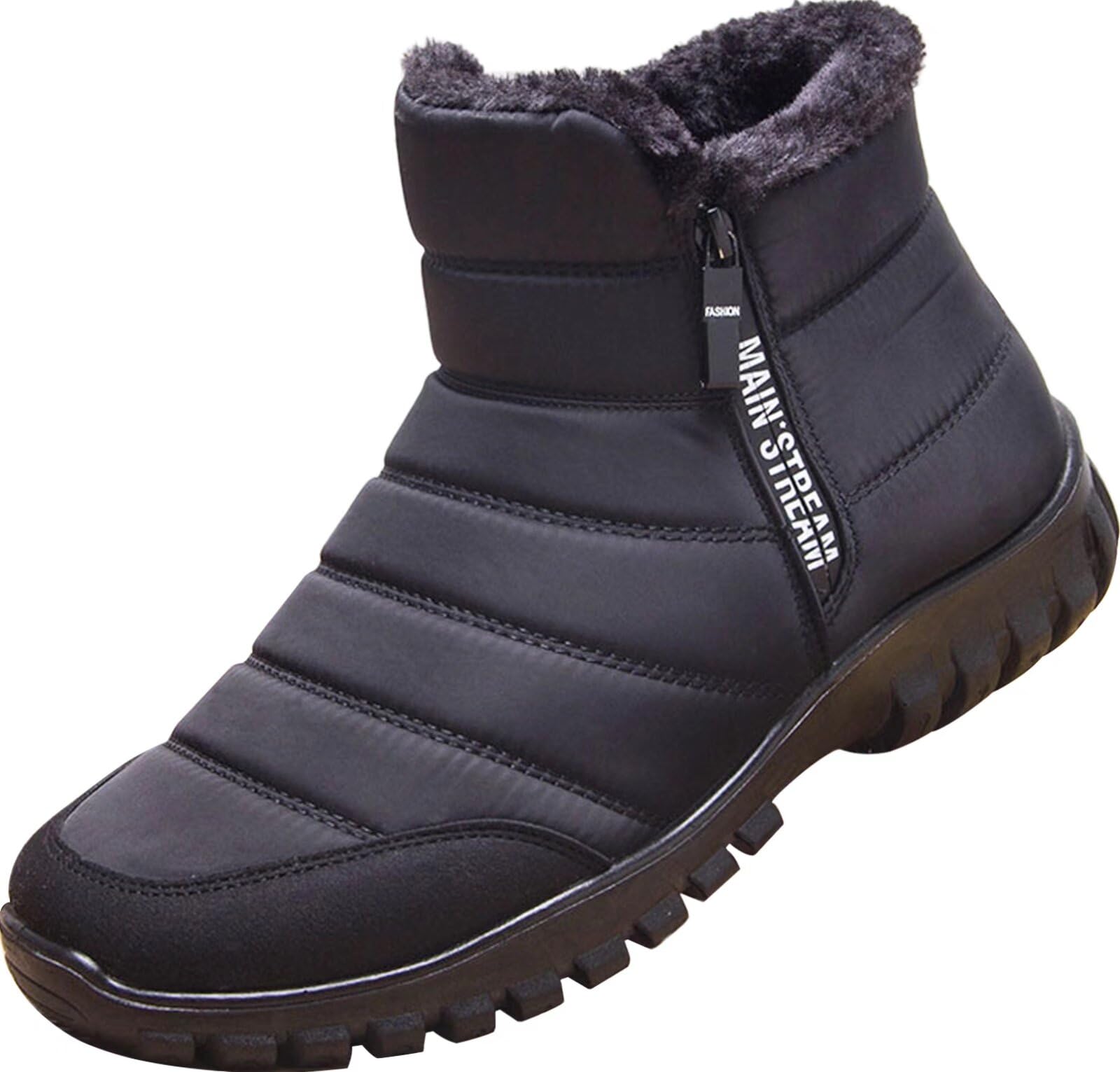 Botas de Nieve Hombre Invierno Impermeable con Cremallera | botines ligeros, zapatos de invierno, repelentes al agua, transpirables, forradas con pelo sintético, cálidas y cómodas