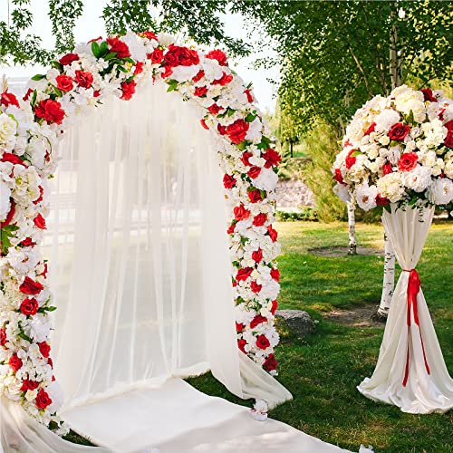 2 Pack (16Ft) Rose Garland Artificial Rose Vine Fake Flowers Red Rose Garlands For Decoration Home Party Wedding Arch Garden Hotel Office (Red) #TOP3