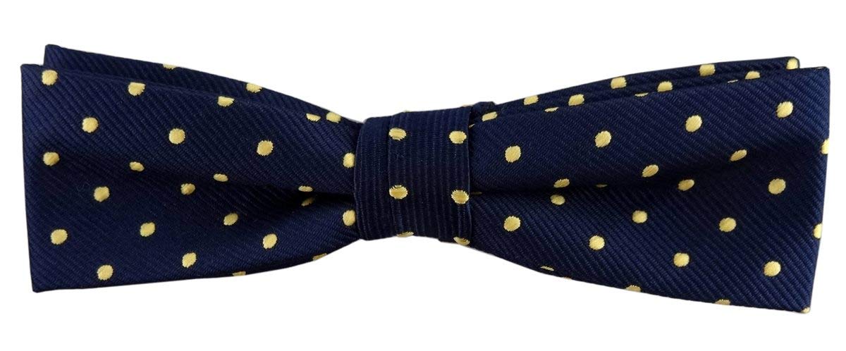 TigerTie narrow bow tie in blue dark blue marine gold dotted + Gift box