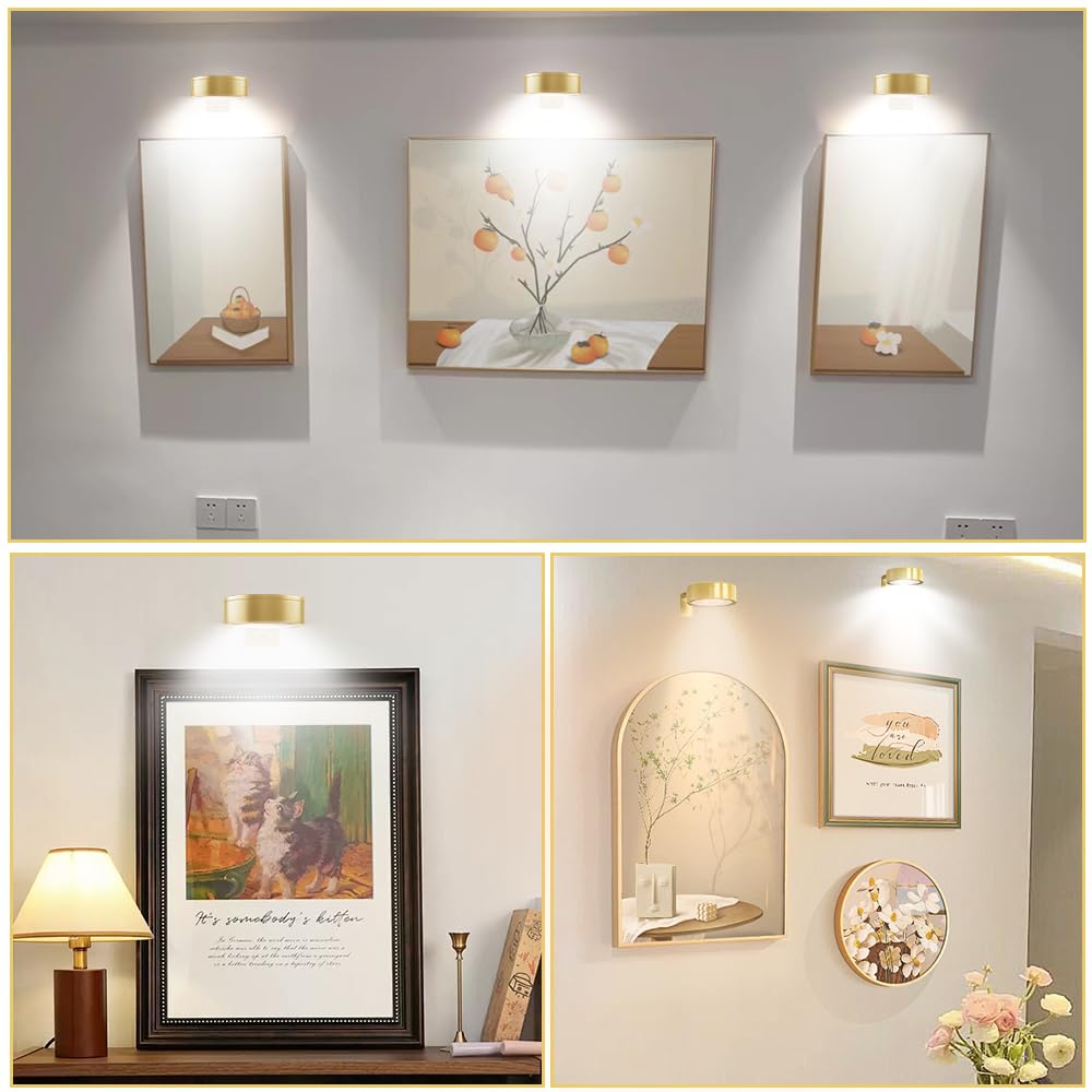 KBIBCK 2PCS Picture Lights for Wall,Wireless Picture Light, Magnetic Wall Light with Remote& 3 Color Temps - Image 3